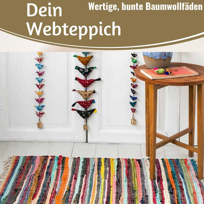 KI-generiertes Bild,Fleckerlteppich Dehli 90x60cm Baumwolle Boho Flickenteppich Fransen