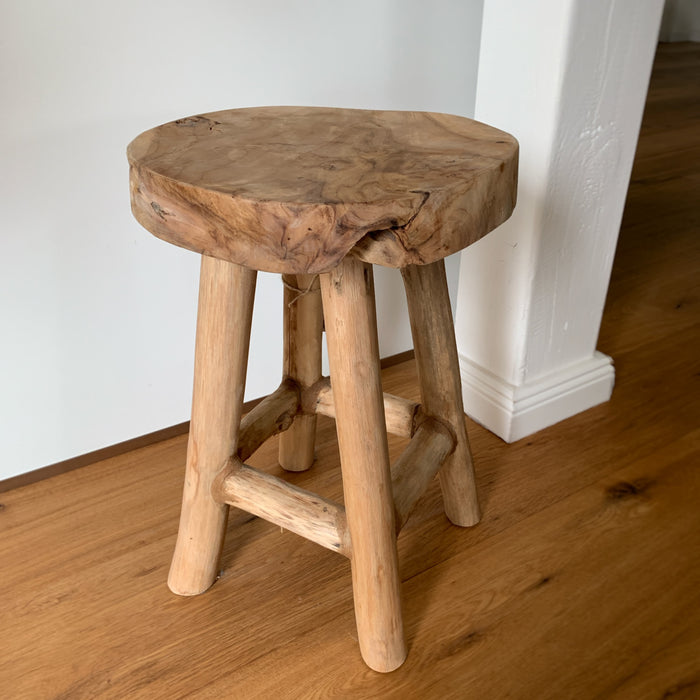 Sitzhocker Teak Holz Hocker 42cm Braun Massiv Blumenhocker Beistelltis — LS-LebenStil