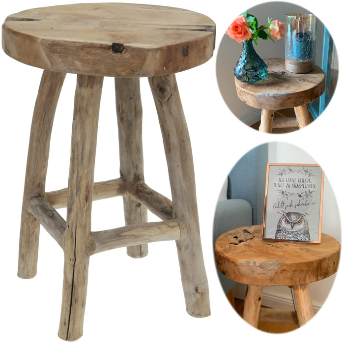 Sitzhocker Teak Holz Hocker 42cm Braun Massiv Blumenhocker Beistelltis — LS-LebenStil