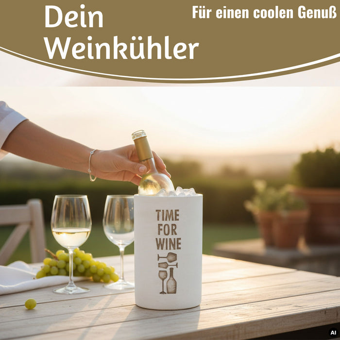 KI-generiertes Bild,Beton Weinkühler 21x13 cm Shabby Grau Spruch Time for Wein Flaschenkühler Sektkühler