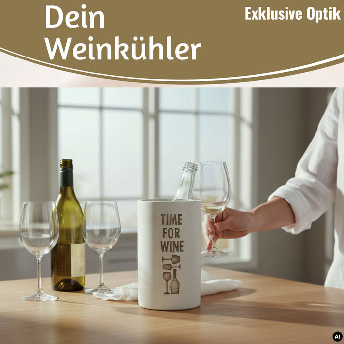 KI-generiertes Bild,Beton Weinkühler 21x13 cm Shabby Grau Spruch Time for Wein Flaschenkühler Sektkühler