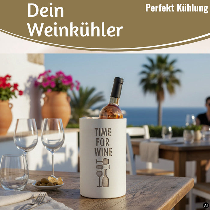 KI-generiertes Bild,Beton Weinkühler 21x13 cm Shabby Grau Spruch Time for Wein Flaschenkühler Sektkühler