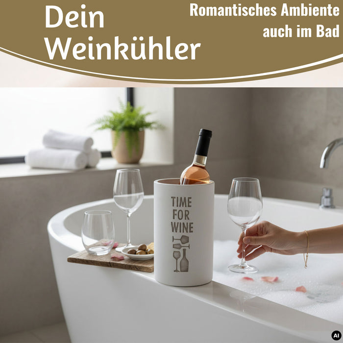 KI-generiertes Bild,Beton Weinkühler 21x13 cm Shabby Grau Spruch Time for Wein Flaschenkühler Sektkühler