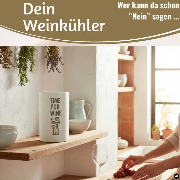 KI-generiertes Bild,Beton Weinkühler 21x13 cm Shabby Grau Spruch Time for Wein Flaschenkühler Sektkühler