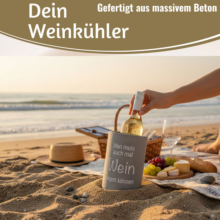 KI-generiertes Bild,Beton Weinkühler 21x13 cm Shabby Grau Spruch Wein Flaschenkühler Sektkühler