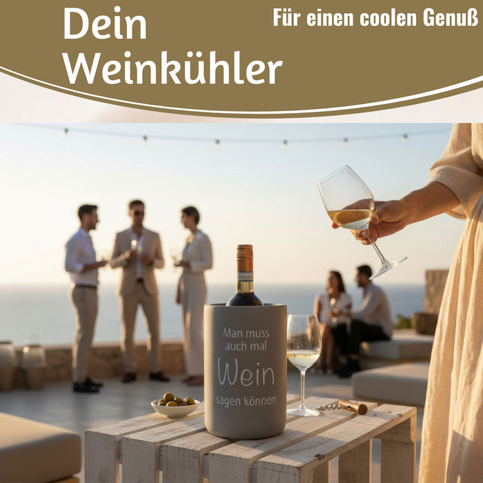 Beton Weinkühler 21x13 cm Shabby Grau Spruch Wein Flaschenkühler Sektkühler