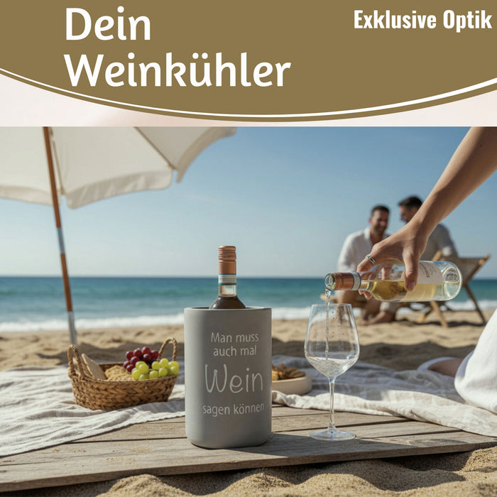 Beton Weinkühler 21x13 cm Shabby Grau Spruch Wein Flaschenkühler Sektkühler