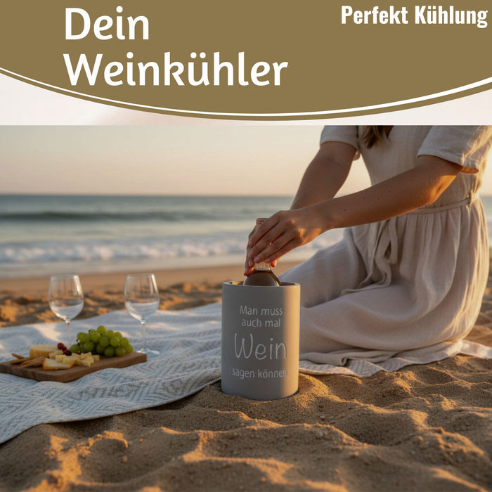 KI-generiertes Bild,Beton Weinkühler 21x13 cm Shabby Grau Spruch Wein Flaschenkühler Sektkühler