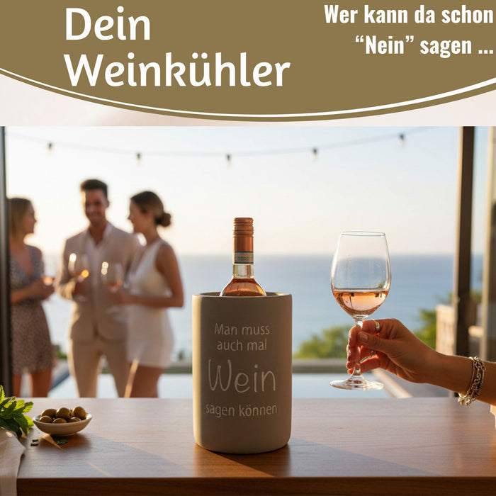 Beton Weinkühler 21x13 cm Shabby Grau Spruch Wein Flaschenkühler Sektkühler