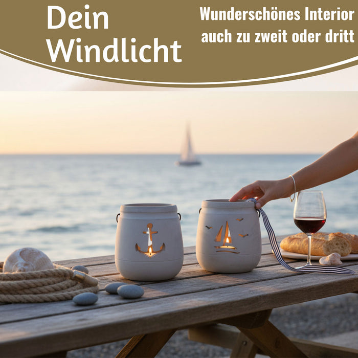 KI-generiertes Bild,Beton Windlicht Anker 13cm Shabby Grau Maritim Teelichthalter Kerzenhalter