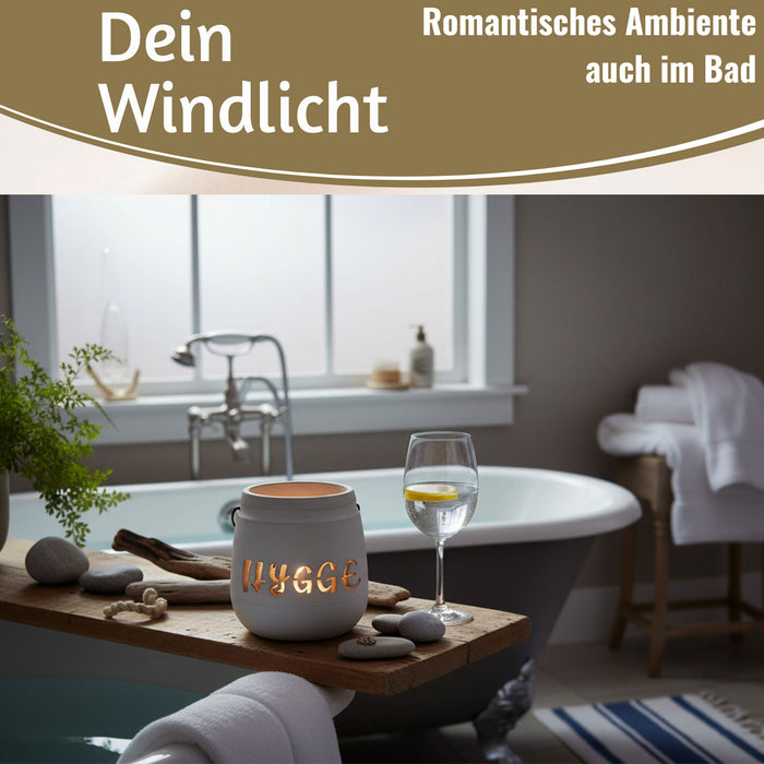 Beton Windlicht Hygge 13cm Shabby Grau Maritim Teelichthalter Kerzenhalter