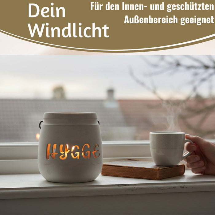 Beton Windlicht Hygge 13cm Shabby Grau Maritim Teelichthalter Kerzenhalter