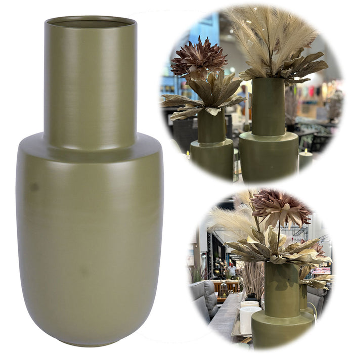 Nordic Bodenvase Blumenvase Odense 40cm Oliv Grün Alu Tischvase Pampas — LS-LebenStil
