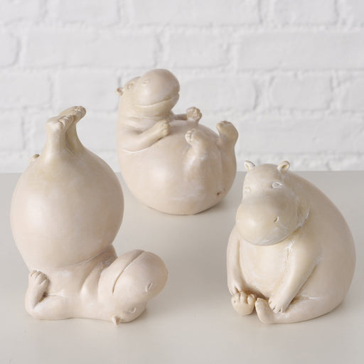 3 Yoga Deko-Figur Set Hippos XL 12cm Skulptur Gymnastik Feng Shui Deko-Objekt