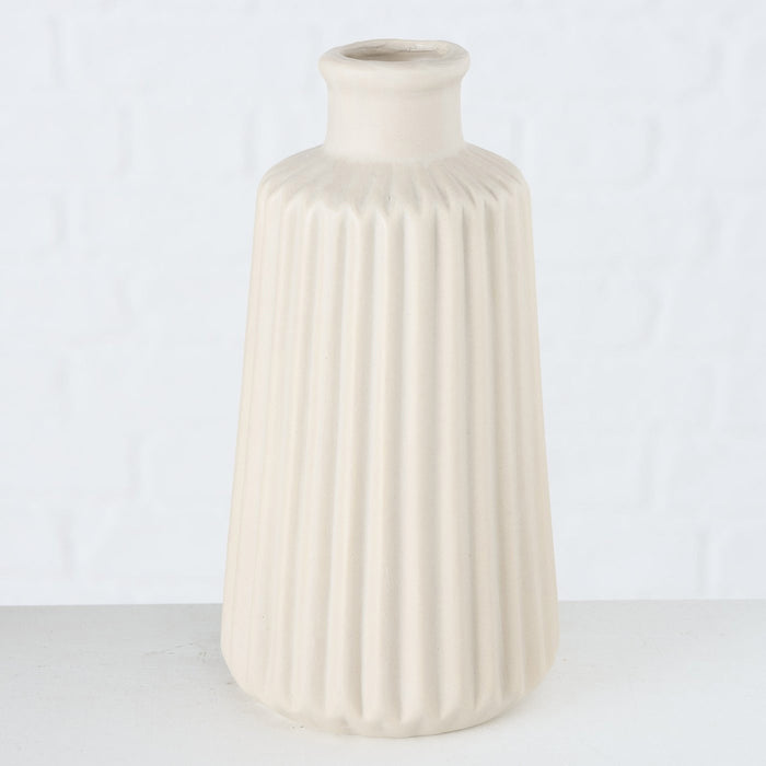 Nordic Blumen-Vase Oslo 2´er Set Creme Beige Keramik Tisch-Vase Pampasgras