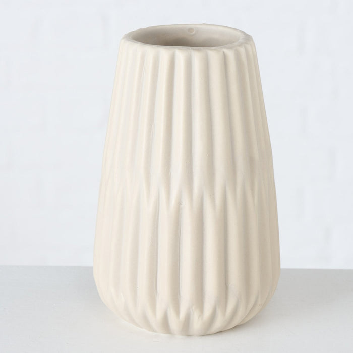 Nordic Blumen-Vase Oslo 2´er Set Creme Beige Keramik Tisch-Vase Pampasgras