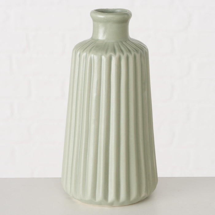 KI-generiertes Bild,Nordic Blumen-Vase Oslo 2´er Set Creme Grün Keramik Tisch-Vase Pampasgras