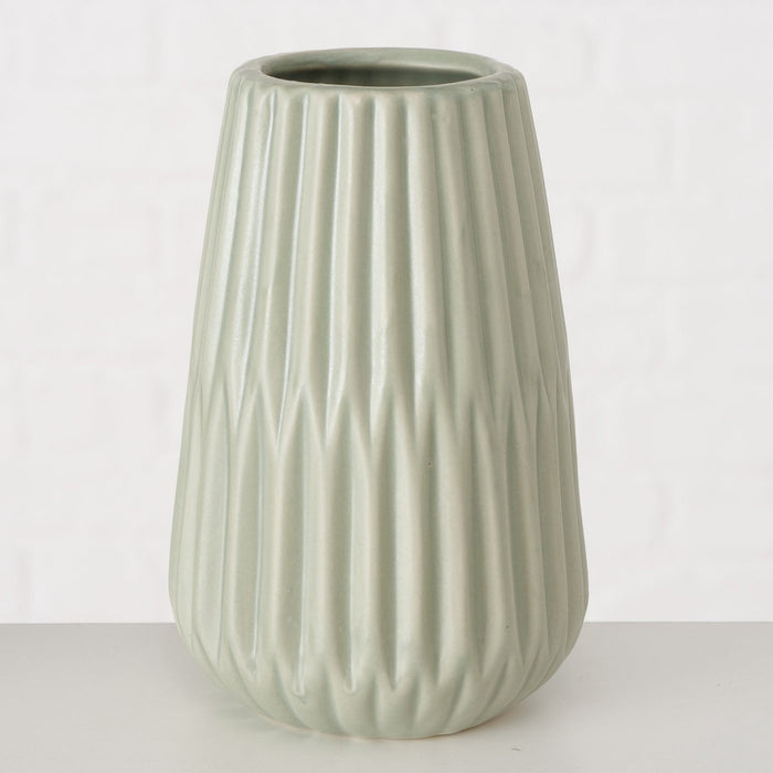 Nordic Blumen-Vase Oslo 2´er Set Creme Grün Keramik Tisch-Vase Pampasgras