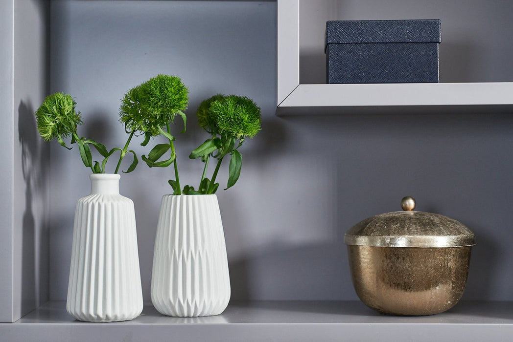KI-generiertes Bild,Nordic Blumen-Vase Oslo 2´er Set Creme Weiß Keramik Tisch-Vase Pampasgras