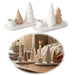 Kerzenständer Keramik 13cm 2´er Set Winterwald Braun Weiß Stabkerzen Kerzenhalter