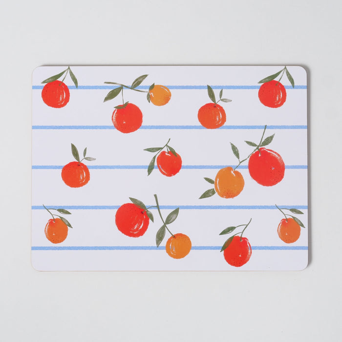 2x Kork Tischset Platzset Orange Früchte 40x30cm abwaschbar Rechteck Platzmatte