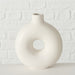 Nordic Blumen-Vase Donut 20x17cm Creme Weiß Rund Keramik Tisch-Vase Pampasgras