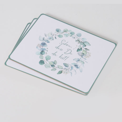 2x Kork Tischset Platzset Eukalyptus "da bist" 40x30cm abwaschbar Rechteck Platzmatte