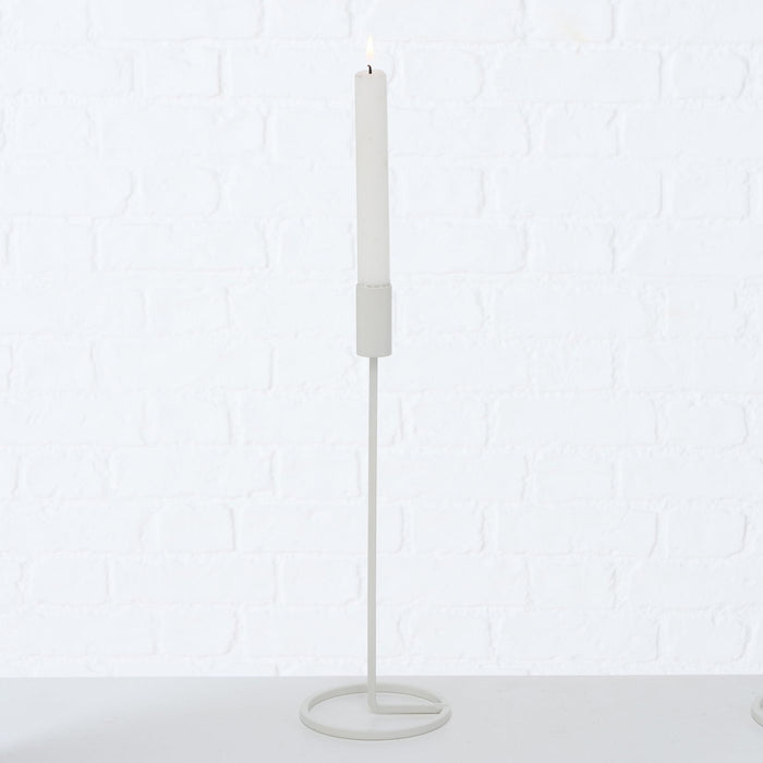 Vintage Kerzenständer 3er Set Weiß 20-32cm Metall Kerzenhalter Stabkerzen