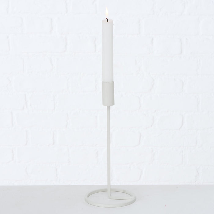 Vintage Kerzenständer 3er Set Weiß 20-32cm Metall Kerzenhalter Stabkerzen