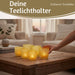 6x Glas Teelichthalter Retro Gelb 7-9cm Set Windlicht-Halter Kerzenständer
