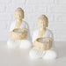 2´er Set Teelichthalter Buddha Statuen 15cm Beige Weiß Figuren sitzend Teelichtständer