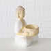 2´er Set Teelichthalter Buddha Statuen 15cm Beige Weiß Figuren sitzend Teelichtständer