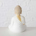 2´er Set Teelichthalter Buddha Statuen 15cm Beige Weiß Figuren sitzend Teelichtständer