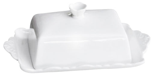 Vintage XL Porzellan Butterdose 19cm Weiß Deckel 250g Butterglocke Butterschale