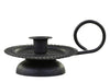 Metall Stabkerzenhalter Schwarz Griff 11cm Sockel Kammerleuchter Kerzenständer