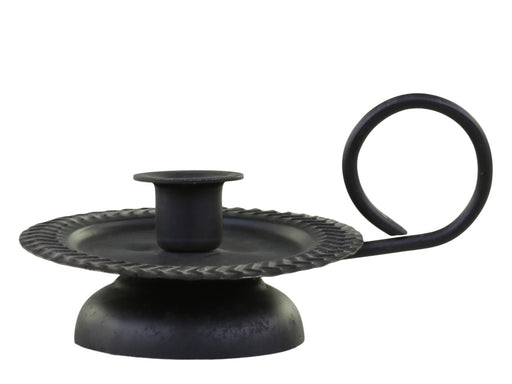 Metall Stabkerzenhalter Schwarz Griff 11cm Sockel Kammerleuchter Kerzenständer