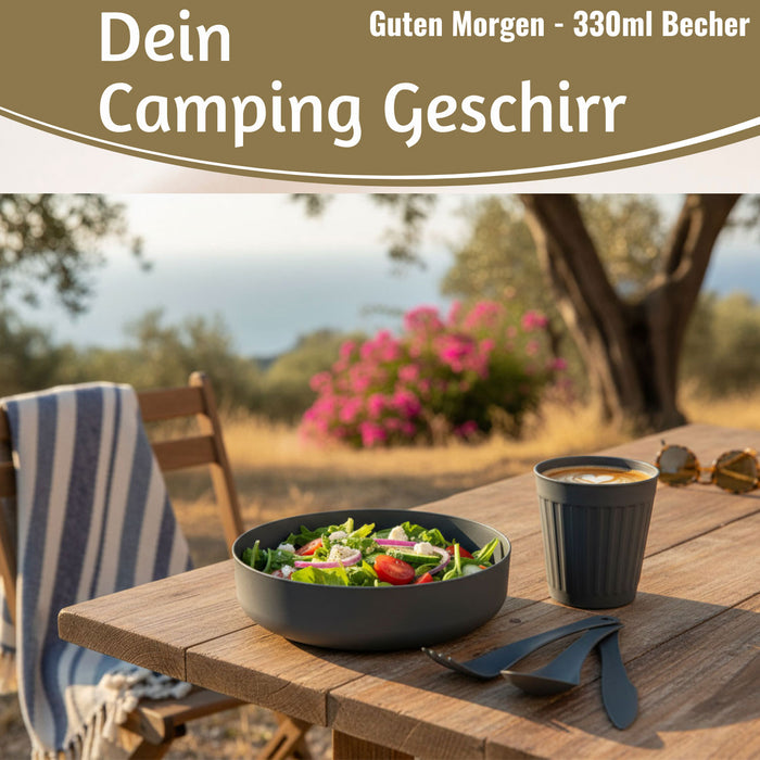 6-teiliges Picknick-Set Tragetasche Camping Geschirr Besteck Mehrweggeschirr