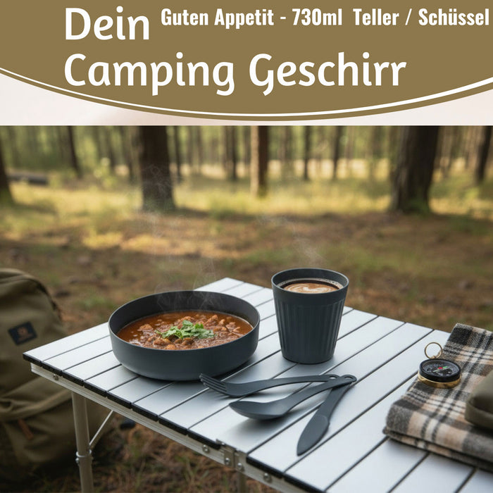 KI-generiertes Bild,6-teiliges Picknick-Set Tragetasche Camping Geschirr Besteck Mehrweggeschirr