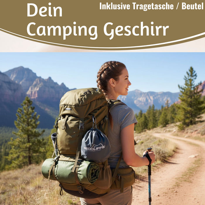 6-teiliges Picknick-Set Tragetasche Camping Geschirr Besteck Mehrweggeschirr