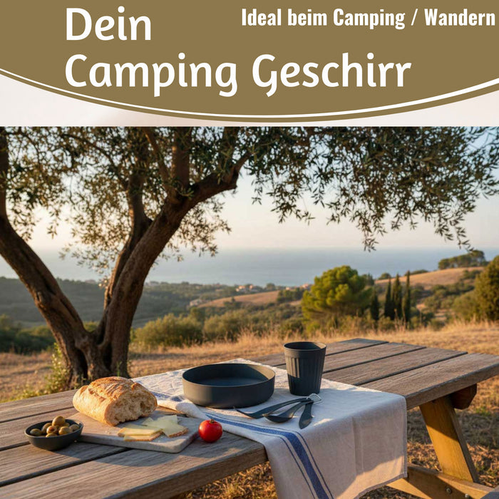 KI-generiertes Bild,6-teiliges Picknick-Set Tragetasche Camping Geschirr Besteck Mehrweggeschirr