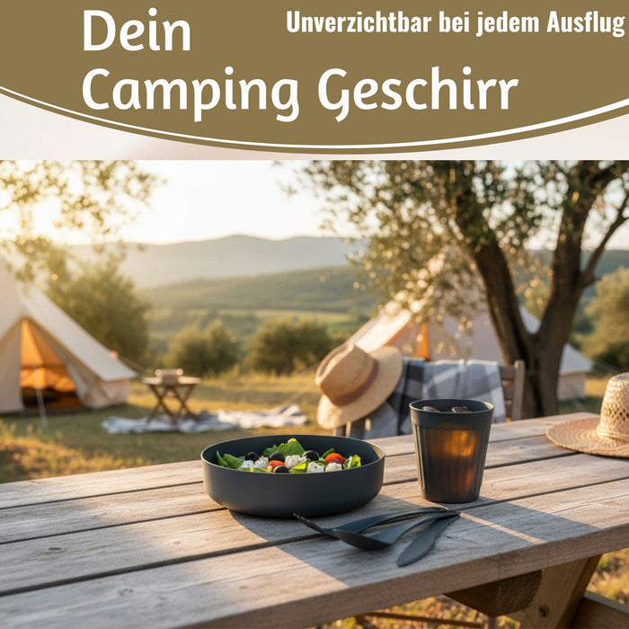 KI-generiertes Bild,6-teiliges Picknick-Set Tragetasche Camping Geschirr Besteck Mehrweggeschirr