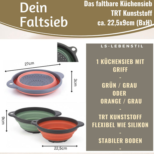 KI-generiertes Bild,Flexibles Abtropfsieb Nudelsieb 23cm Rund faltbar Seiher Küchensieb Camping