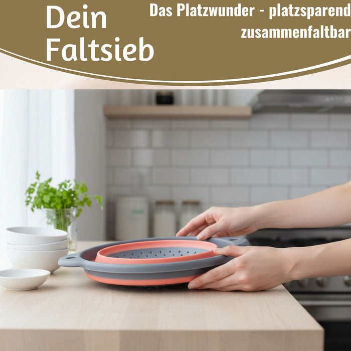 Flexibles Abtropfsieb Nudelsieb 23cm Rund faltbar Seiher Küchensieb Camping