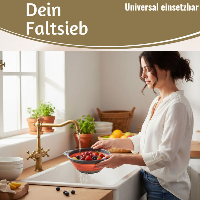Flexibles Abtropfsieb Nudelsieb 23cm Rund faltbar Seiher Küchensieb Camping
