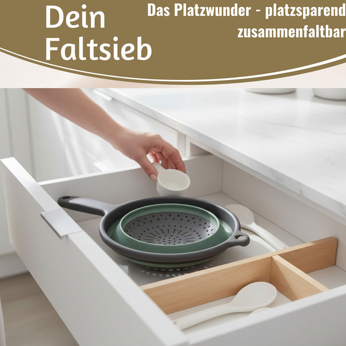 Flexibles Abtropfsieb Nudelsieb 36x19cm faltbar mit Griff Sieb Küchensieb Camping