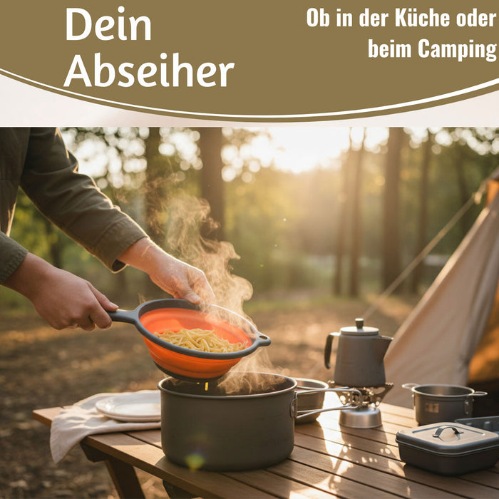 KI-generiertes Bild,Flexibles Abtropfsieb Nudelsieb 36x19cm faltbar mit Griff Sieb Küchensieb Camping