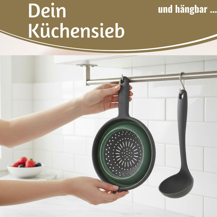 KI-generiertes Bild,Flexibles Abtropfsieb Nudelsieb 36x19cm faltbar mit Griff Sieb Küchensieb Camping