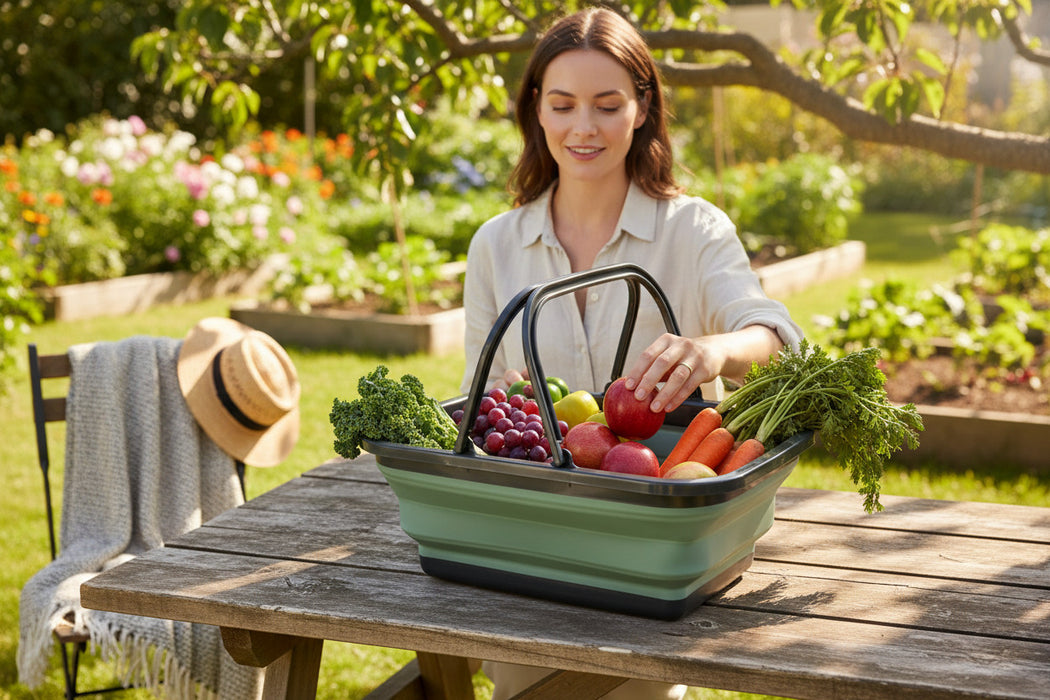 Flexibler Einkaufskorb 10L 38x28cm faltbar mit Griff Faltkorb Wassereimer Camping