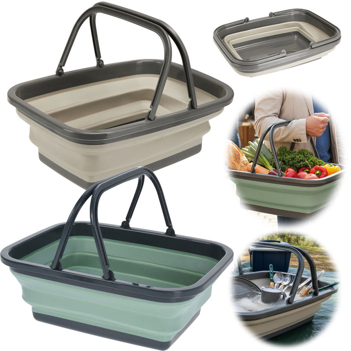 Flexibler Einkaufskorb 10L 38x28cm faltbar mit Griff Faltkorb Wasserei — LS-LebenStil