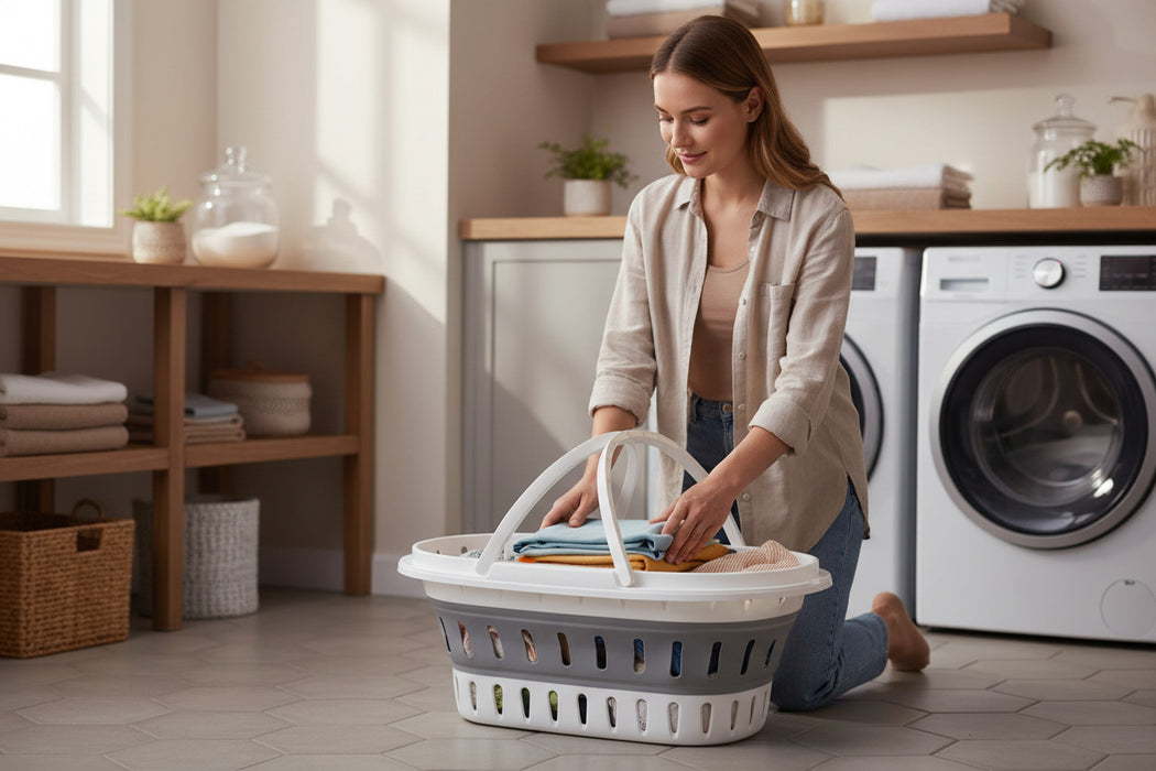 XL Flexibler Wäschekorb 25L 58x38x28cm faltbar mit Griff Faltkorb Waschkorb Camping